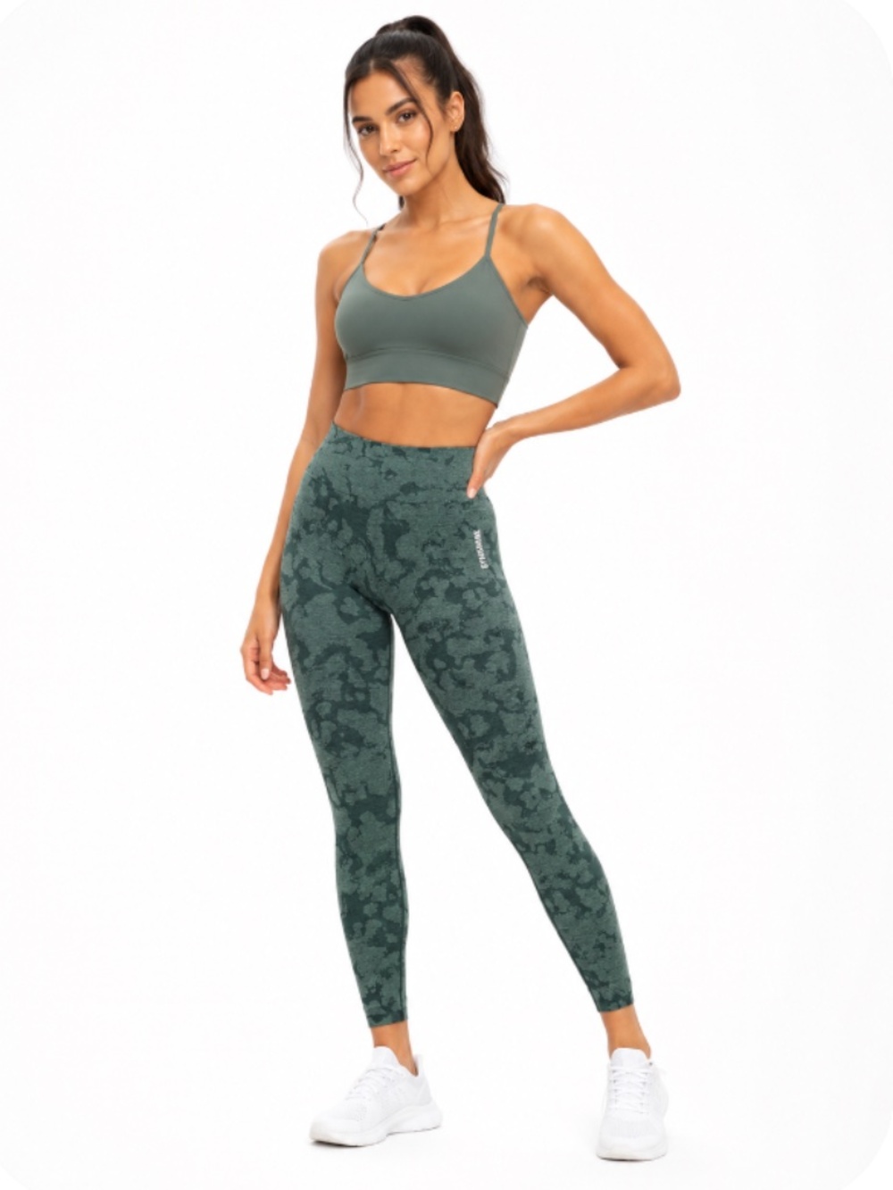GYMSHARK Adapt Seamless Leggings Green Camo Size Small (Estimated)